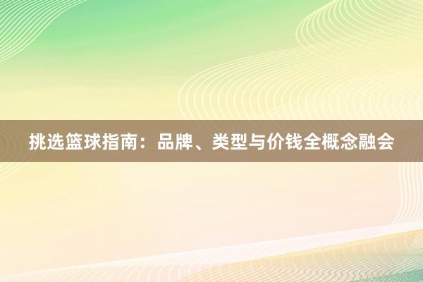 挑选篮球指南：品牌、类型与价钱全概念融会